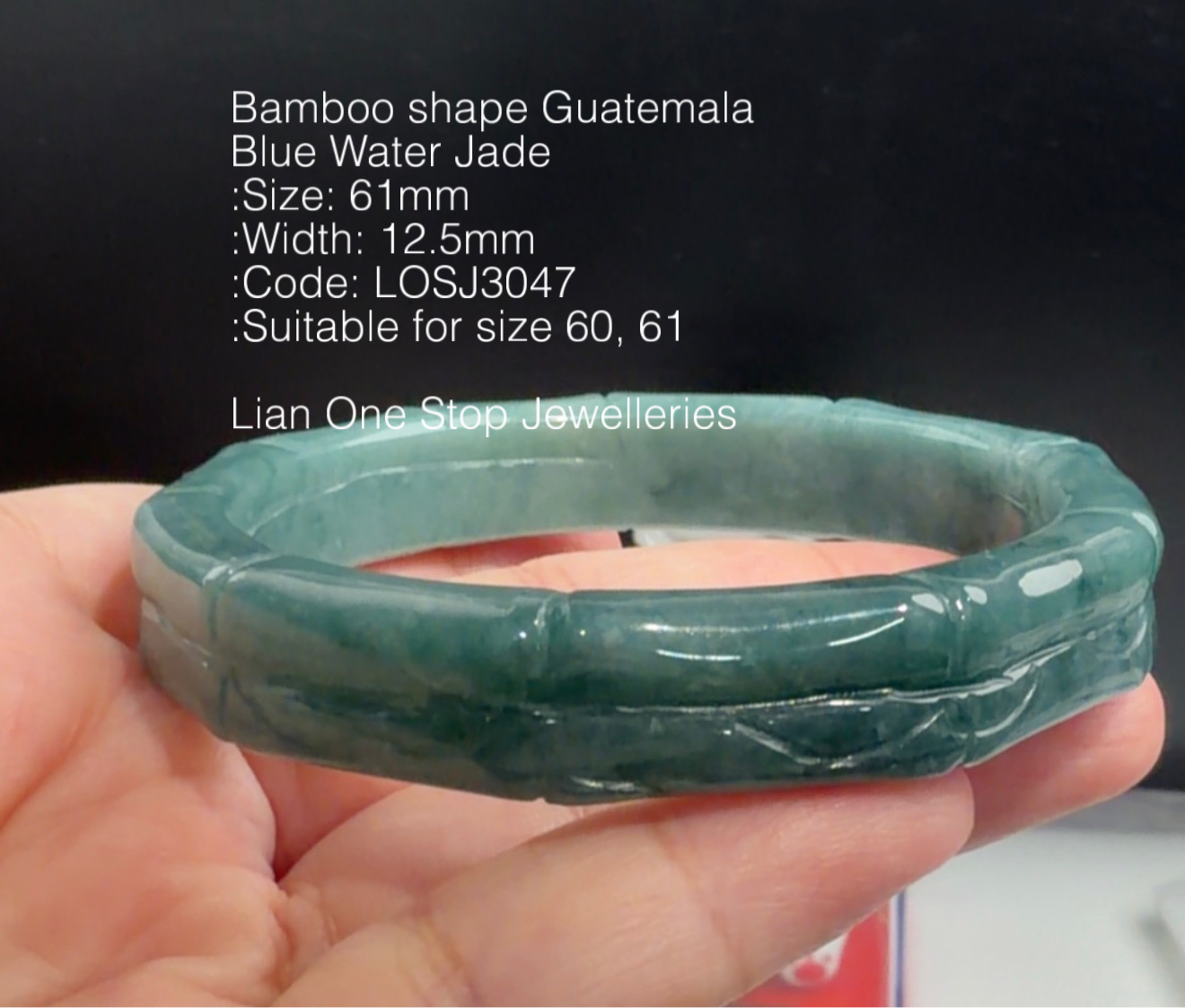 6.1cm Code: LOSJ3047 Bamboo shape Guatemala Blue Water Jade