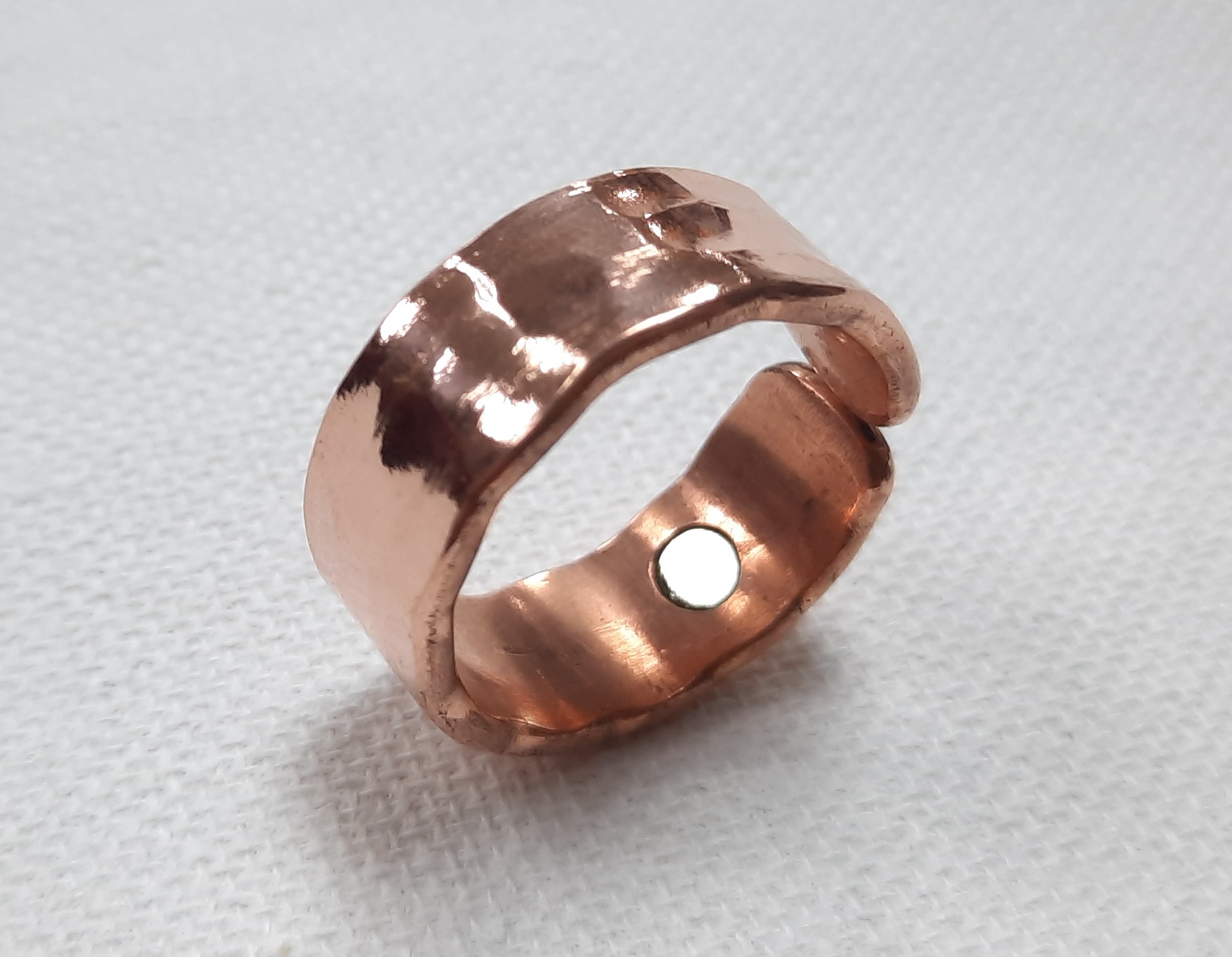 印度純銅磁石指環(戒指) (小鎚紋/原色) India Copper Magnetic Ring (Hammered/ Original) 