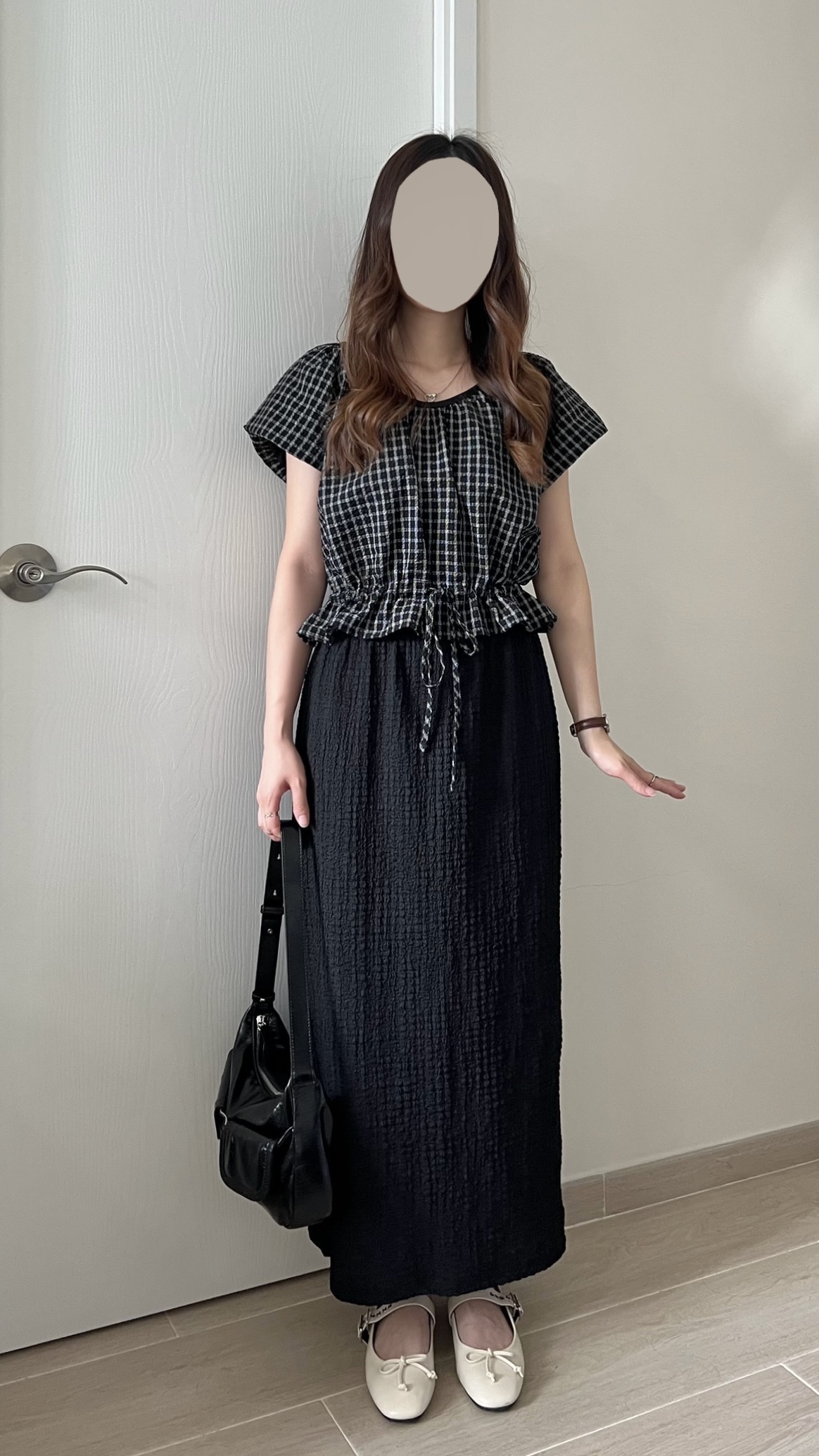 推薦 免熨寬鬆格紋blouse 