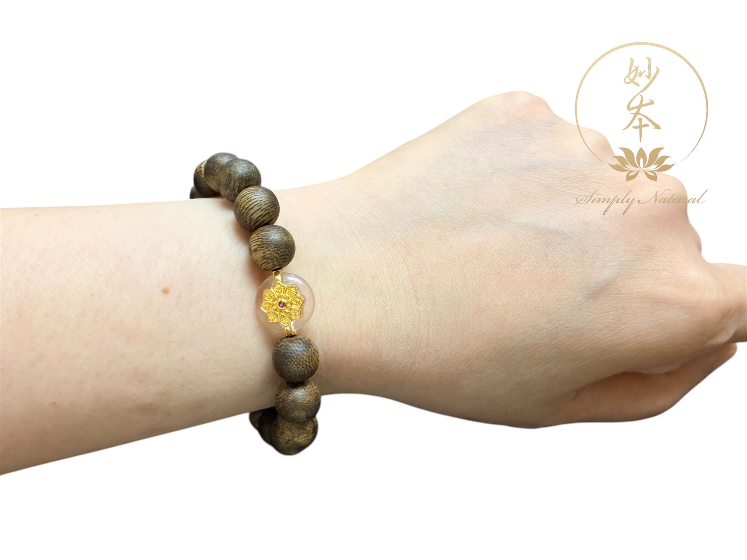 8mm 海南沉香手串 配：六字大明咒