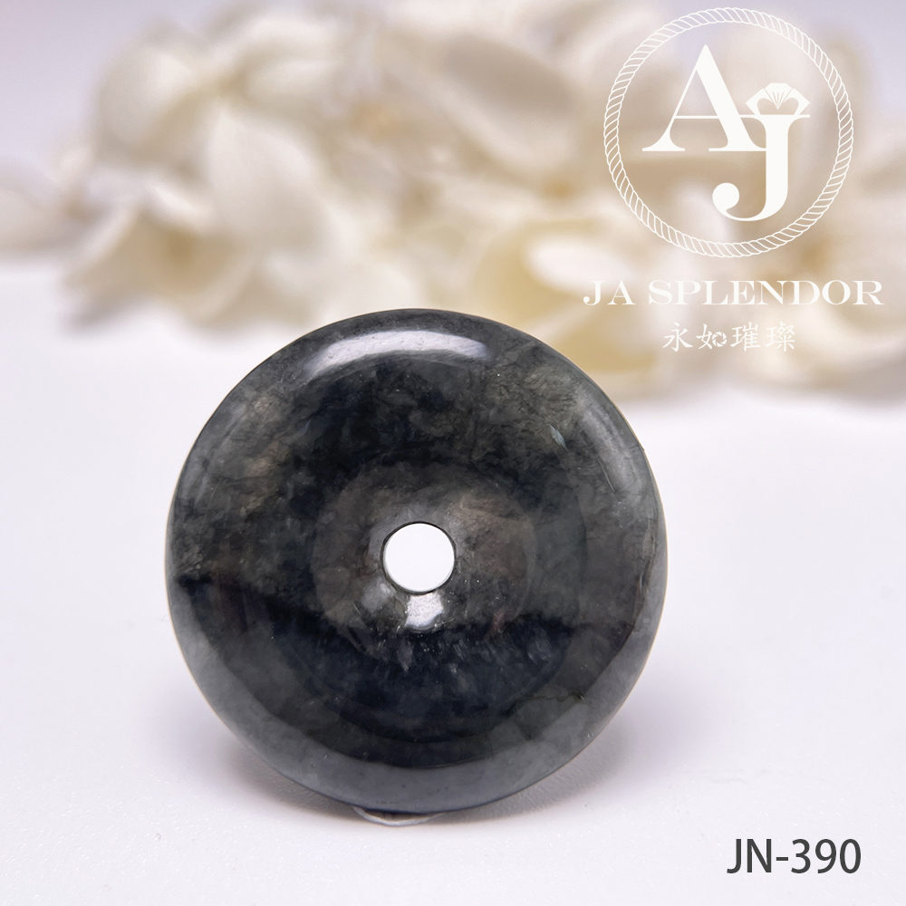 JN-390/391 天然翡翠A玉 冰烏鷄意境山水平安扣