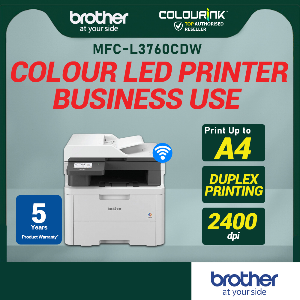 Brother MFC-L3760CDW All in One Wireless Colour Laser Printer Auto 2-sided Print USB Direct Scan Copy Fax MF643CDW M282N