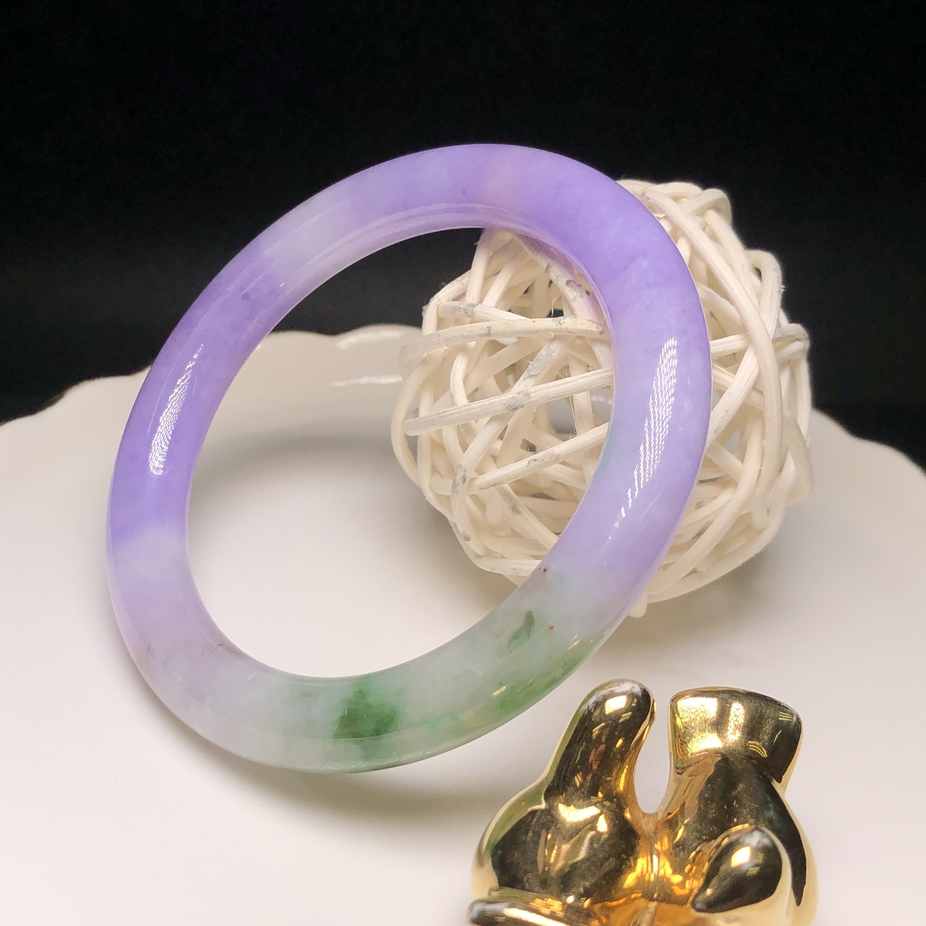 濃色正紫飄翠春彩圓鐲53.32