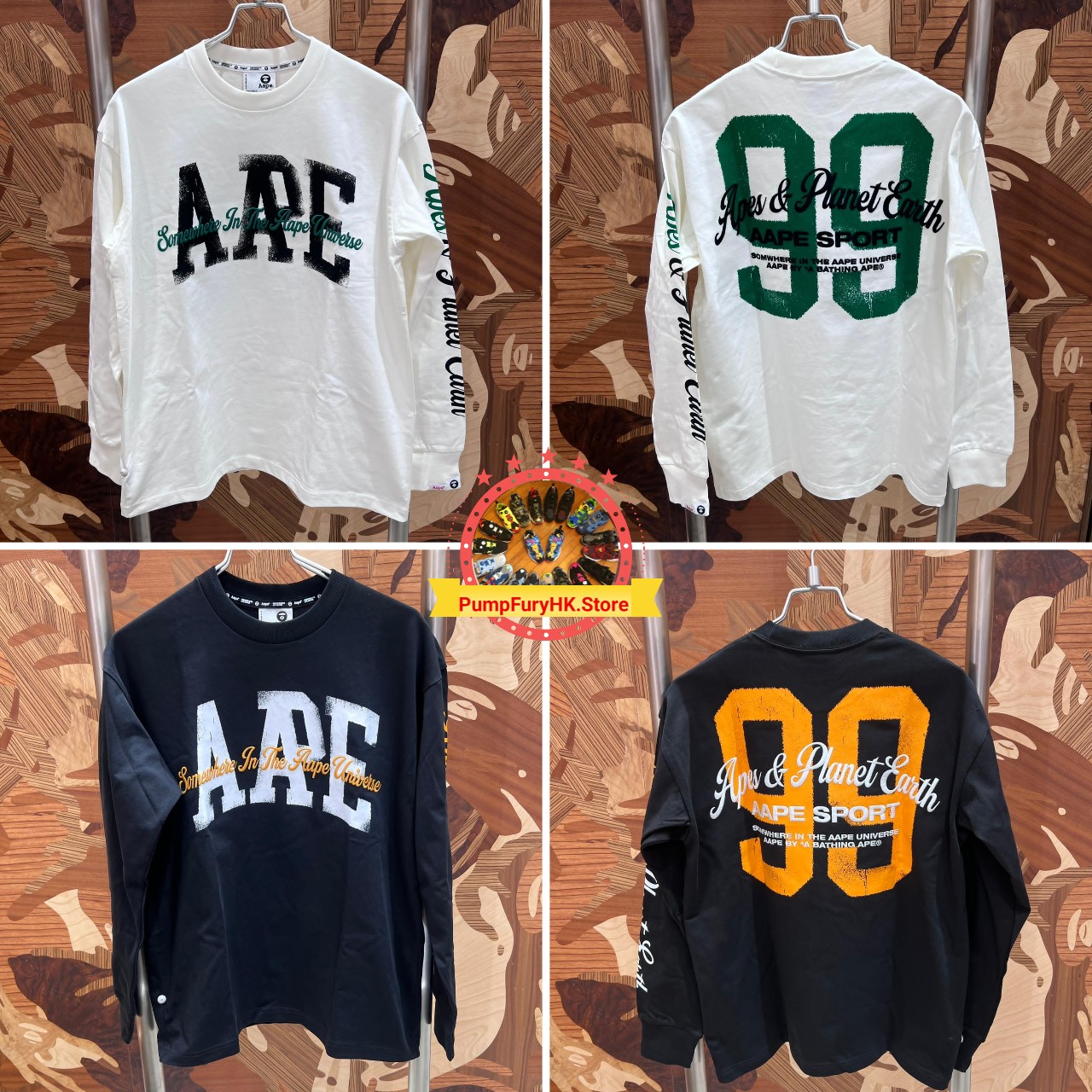 AAPE Relaxed fit AAPESPORTS logo long sleeve tee (1849) 寬鬆版