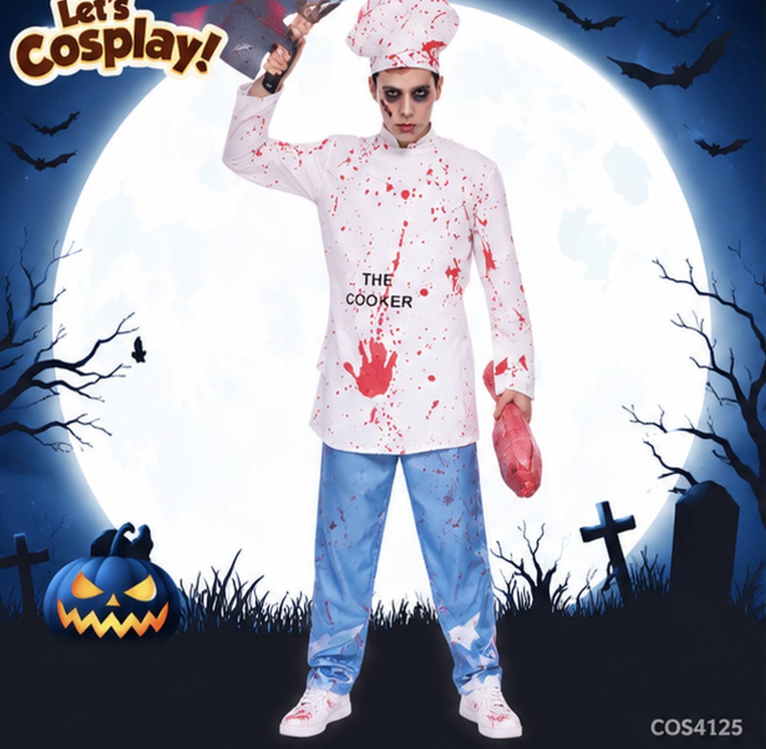 萬聖節恐怖廚師情侶裝｜喪屍廚師男女配搭 Halloween Couple Costume｜香港現貨 CPL1013