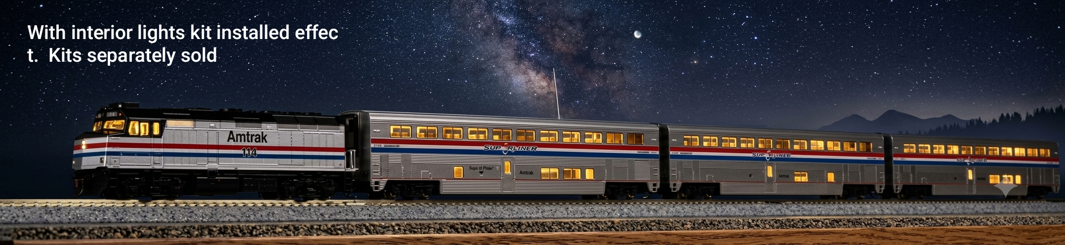 Kato 美鐵 Amtrak® F40PH 柴油機車與 Superliner® Phase III 雙層客車 4 輛組（預裝 DCC 數碼音效版）