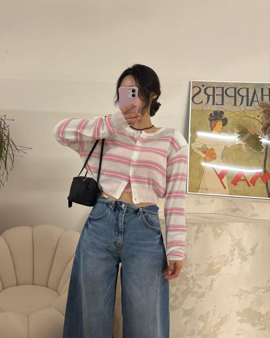 粗間短裝薄針織外套