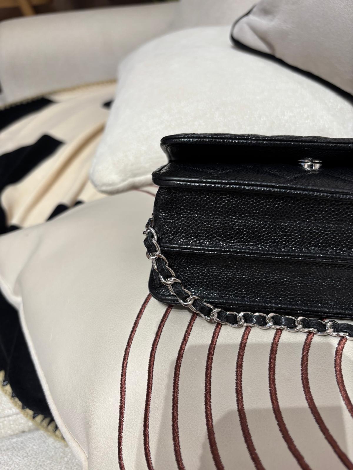 Chanel wallet on chain mini woc 黑色荔枝牛皮 100%Authentic ,95%new ✅card  ✅Box