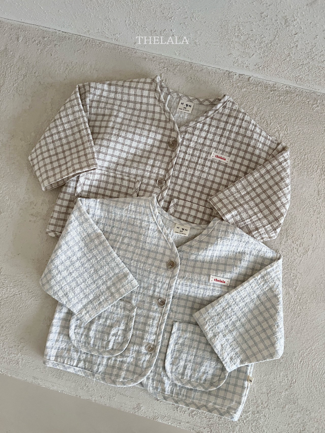 🌸預訂 韓國直送🌸🇰🇷THELALA兩色標籤格紋口袋開襟外套