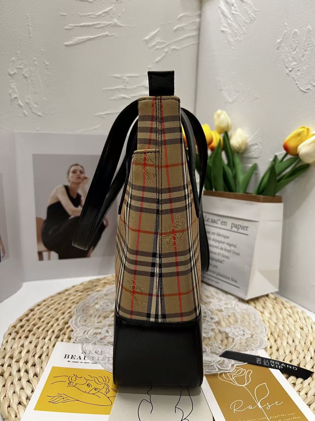 Burberry Vintage Haymarket Check Tote