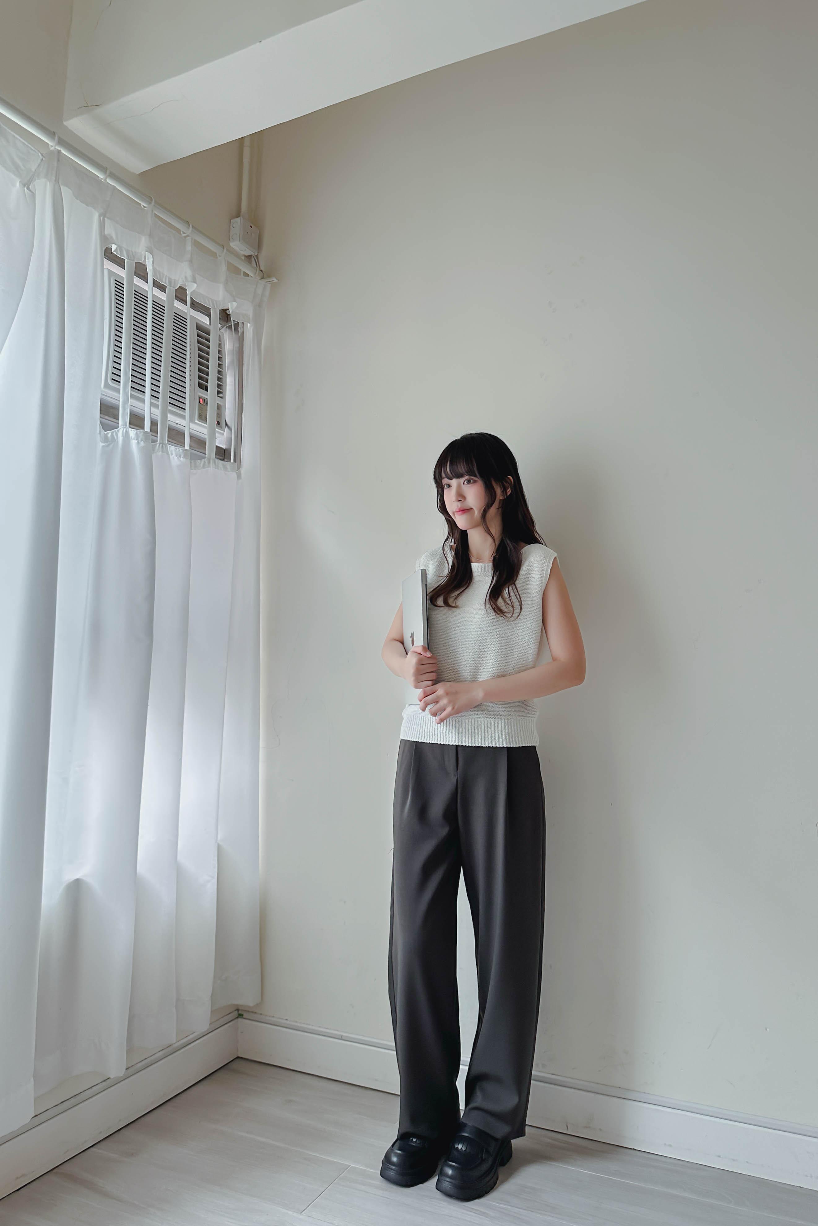 靚版型打褶直腿西裝褲 (兩色入)