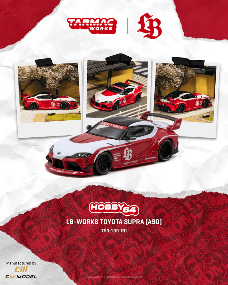 預訂 Pre Order - Tarmac Works  ( T64-109-RD ) LB-WORKS TOYOTA SUPRA (A90) Red
