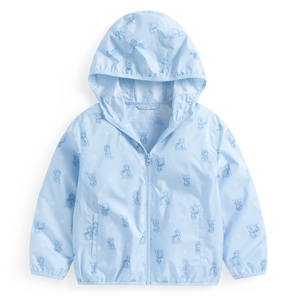 💚預訂 台灣直送💚Frozen系列兩色人物滿印抗UV輕型連帽風衣外套