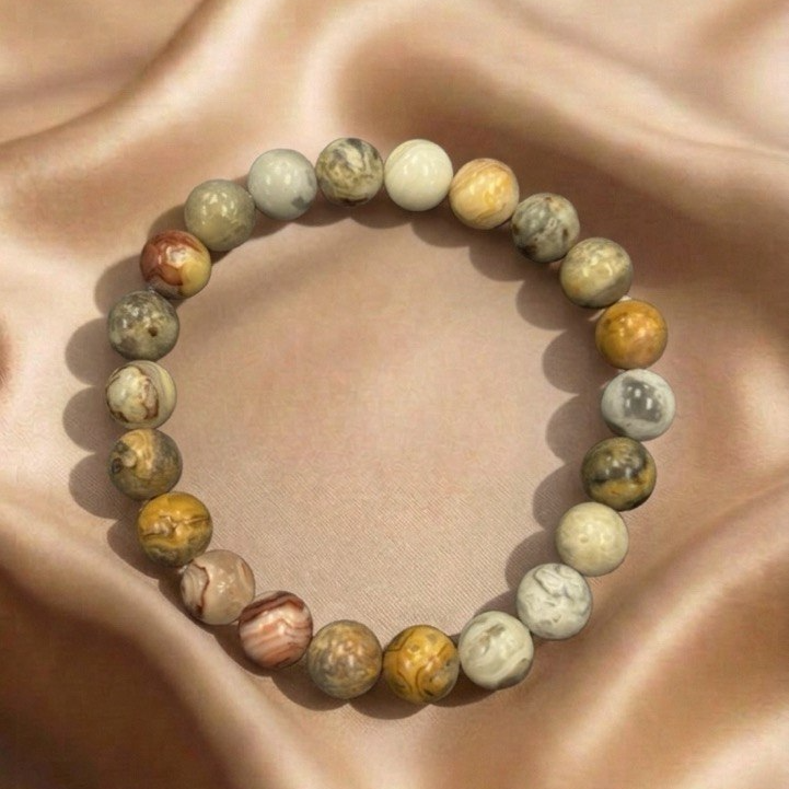 Crazy Lace Agate Crystal Bracelet 