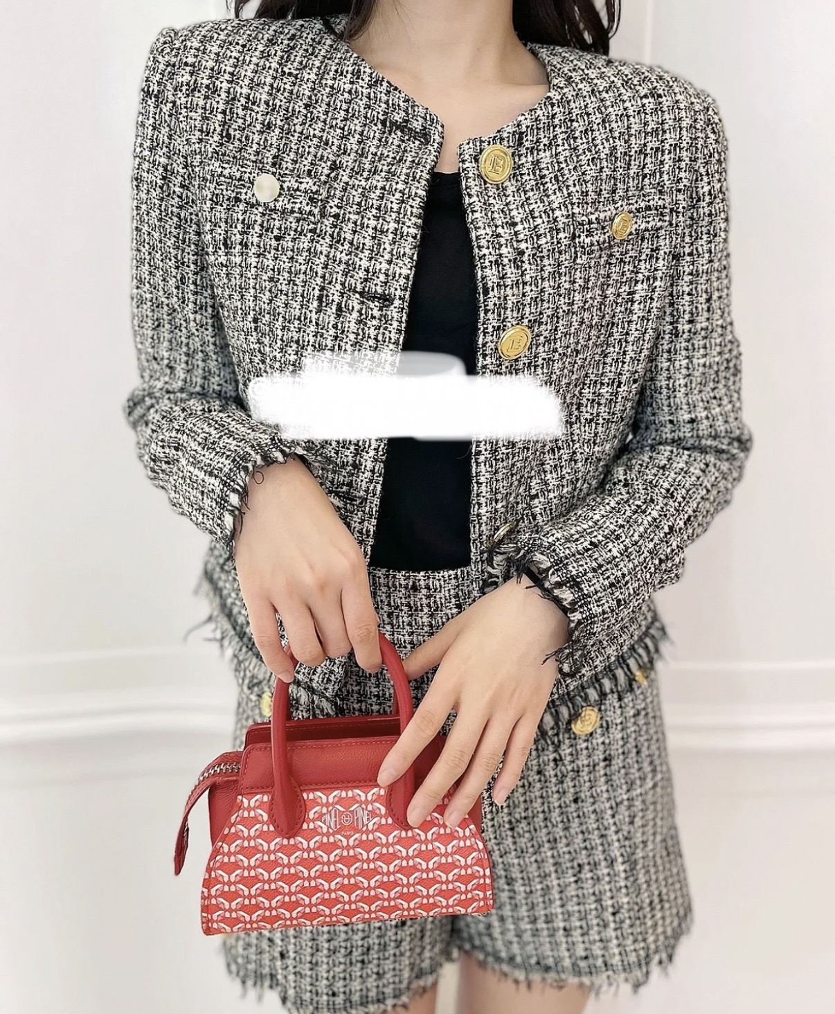 Balmain kids 黑白金tweet 料小香風外套