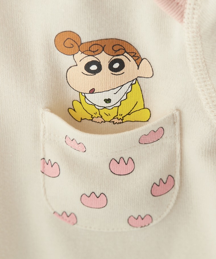 💚預訂 台灣直送💚三色蠟筆小新系列口袋印花純棉短袖包屁衣