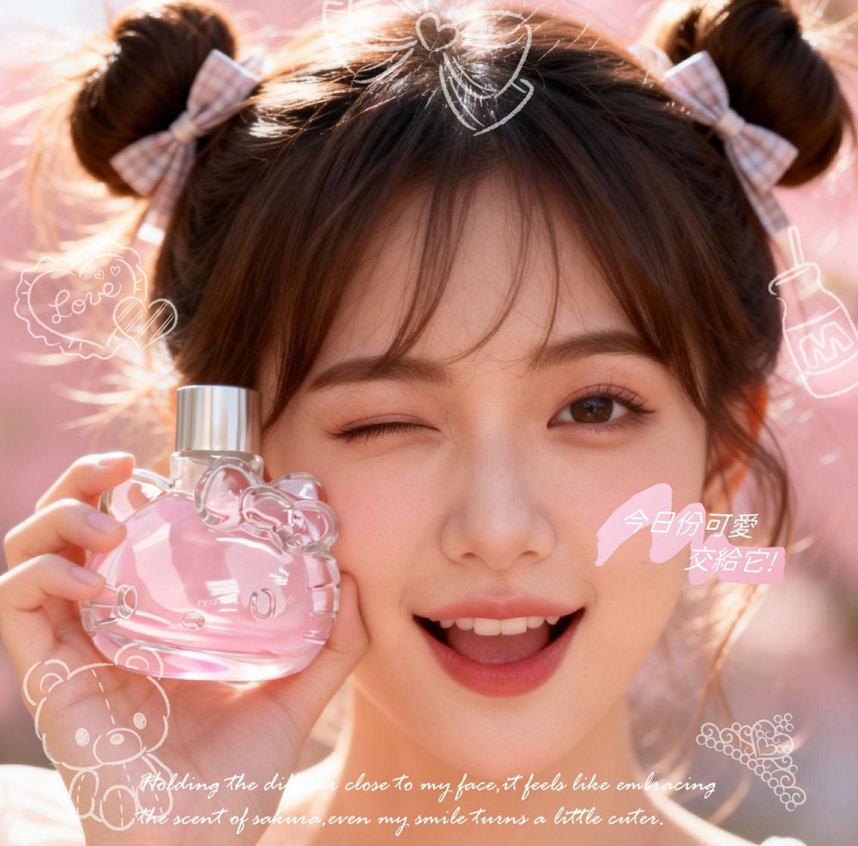 台灣直送  Hello Kitty櫻花香氛立體造型擴香瓶-100ml