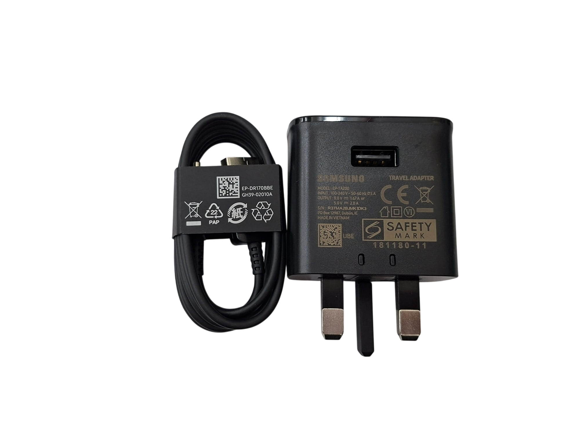 Samsung 三星 15W 英規 充電器 USB-A To USB-C充電線 (EP-TA200)