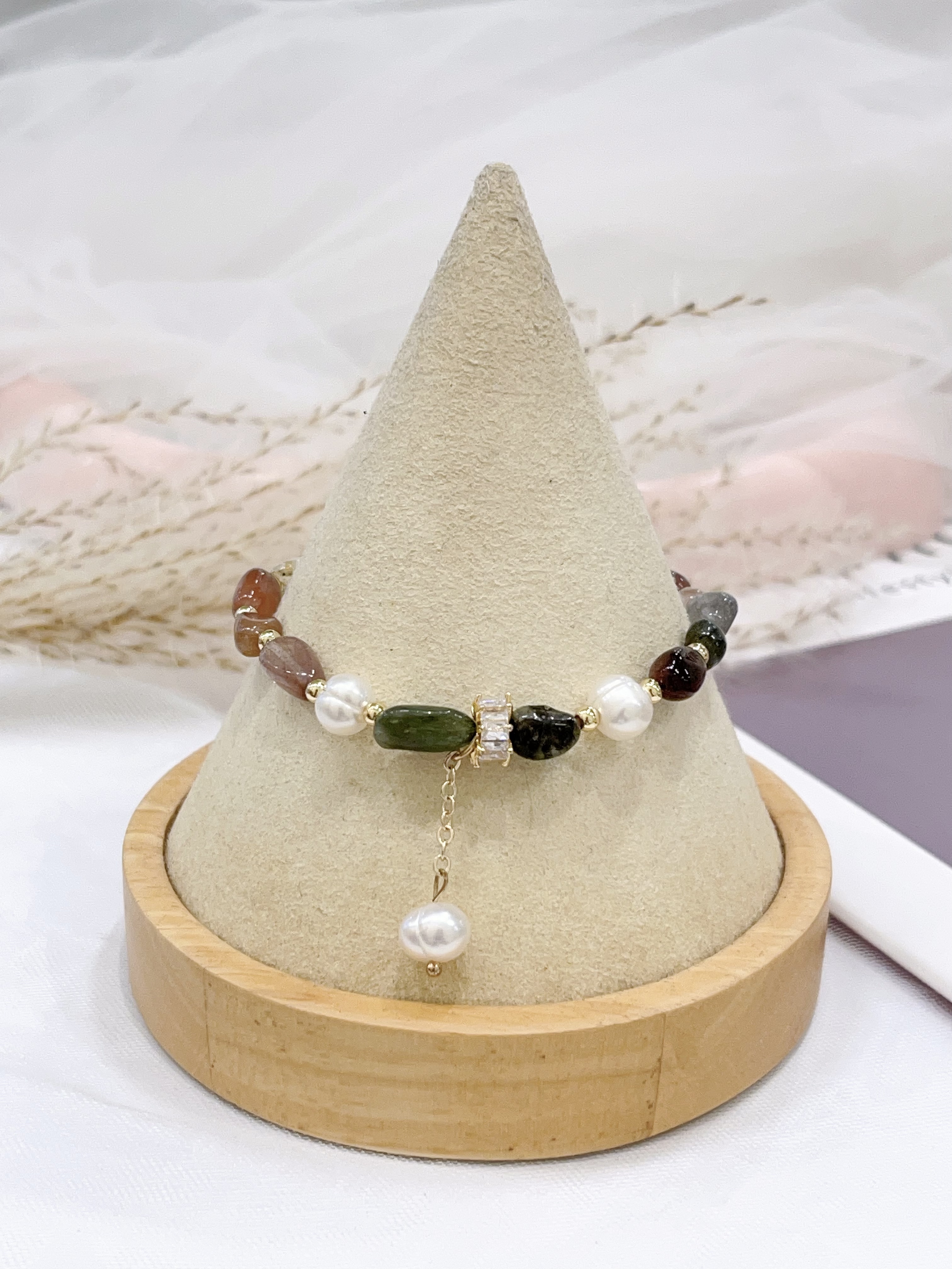 🌈 彩发晶多宝 × 珍珠手串 Multicolor Rutilated Quartz & Pearl | 5mm-6mm