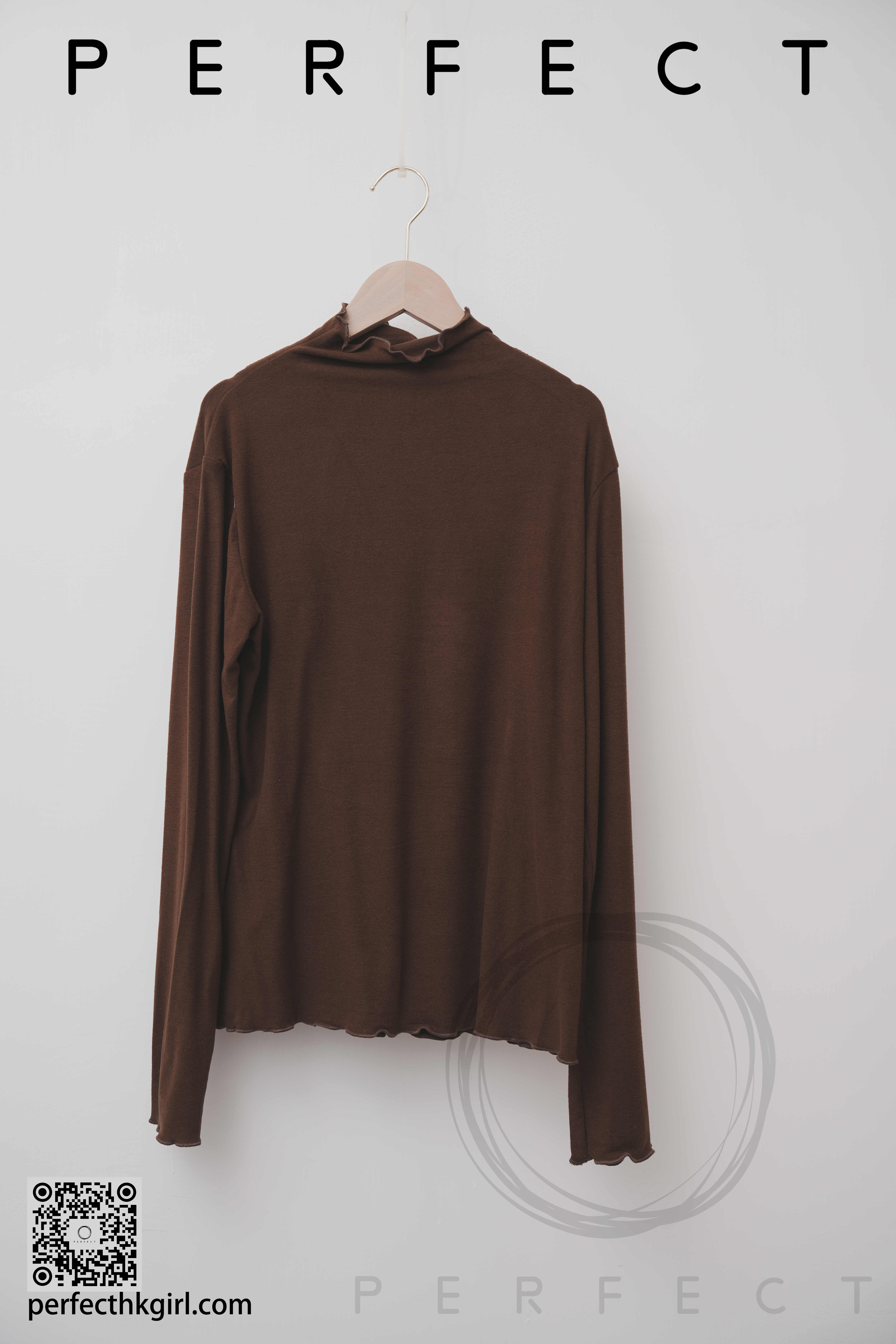 T0034_超滑身舒服花邊平領打底衫（大地啡色）