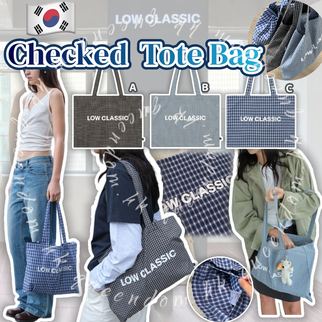 韓國🇰🇷  LOW CLASSIC  Checked  Tote Bag 格紋托特袋
