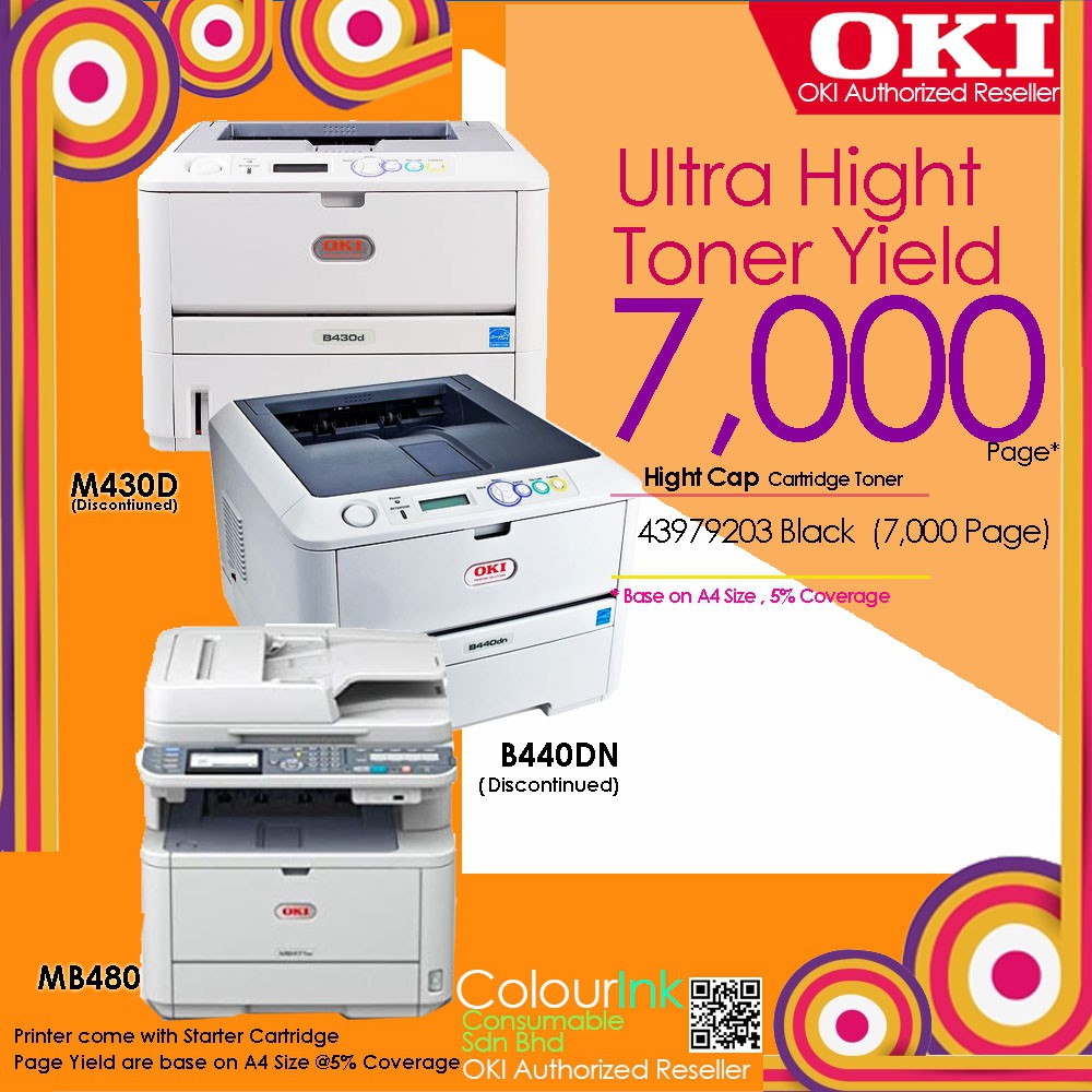 💢CLEAR STOCK 💢 OKI Original Genuine Toner Black 7k 43979203 suitable B430 B440 MB460 MB470 MB480