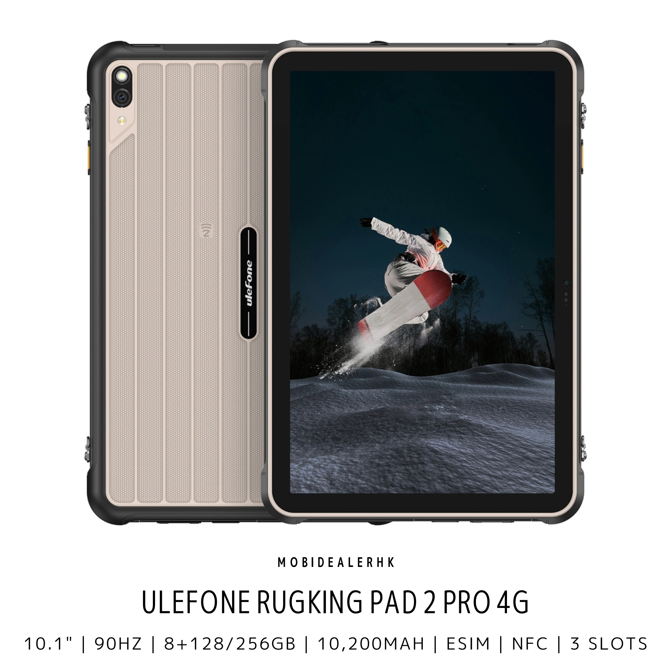 Ulefone RugKing Pad 2 Pro | 歐樂風 RugKing Pad 2 Pro | 4G | 三防平板電腦 | 10.1" | 90Hz | 8+128/256Gb | 10,200mAh | eSIM | NFC | 3咭槽
