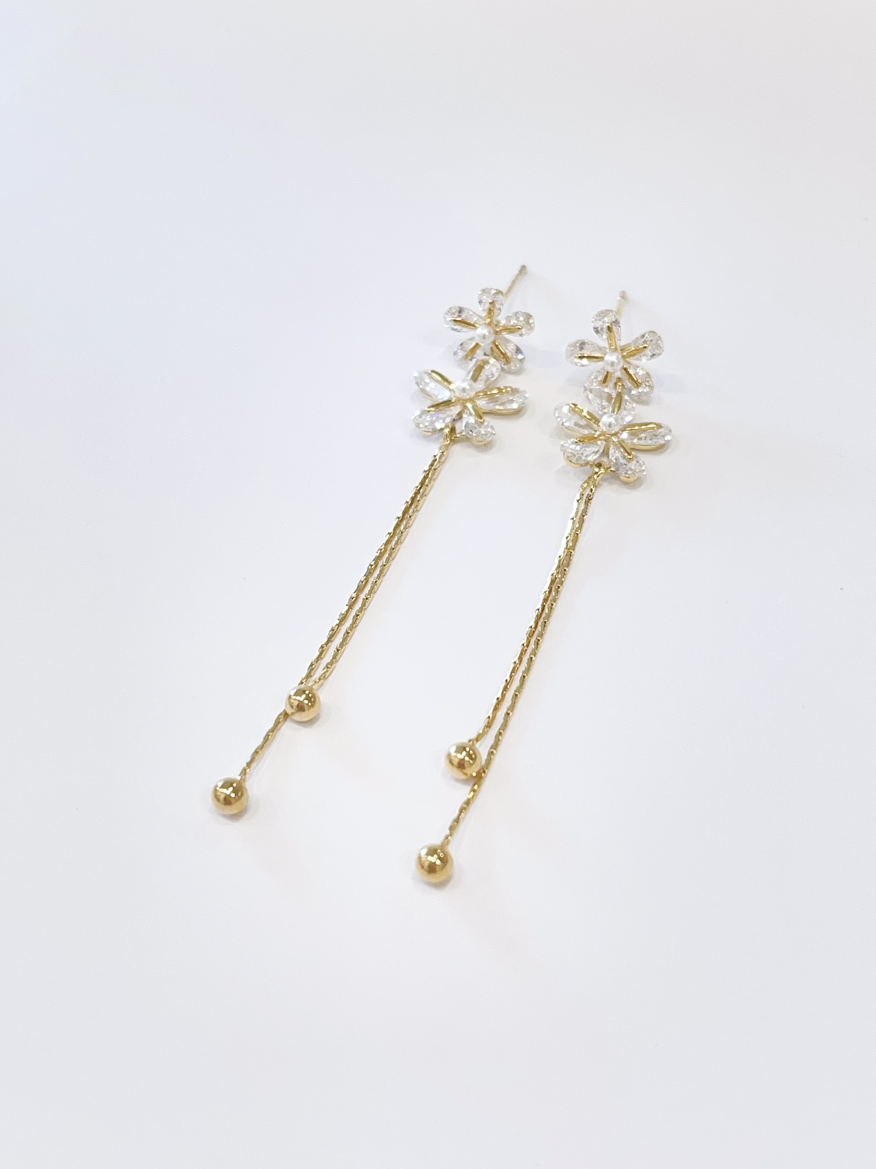 气质温柔双花朵流苏耳环