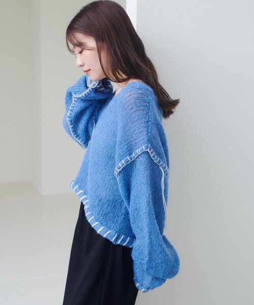 v領盲針編織冷衫