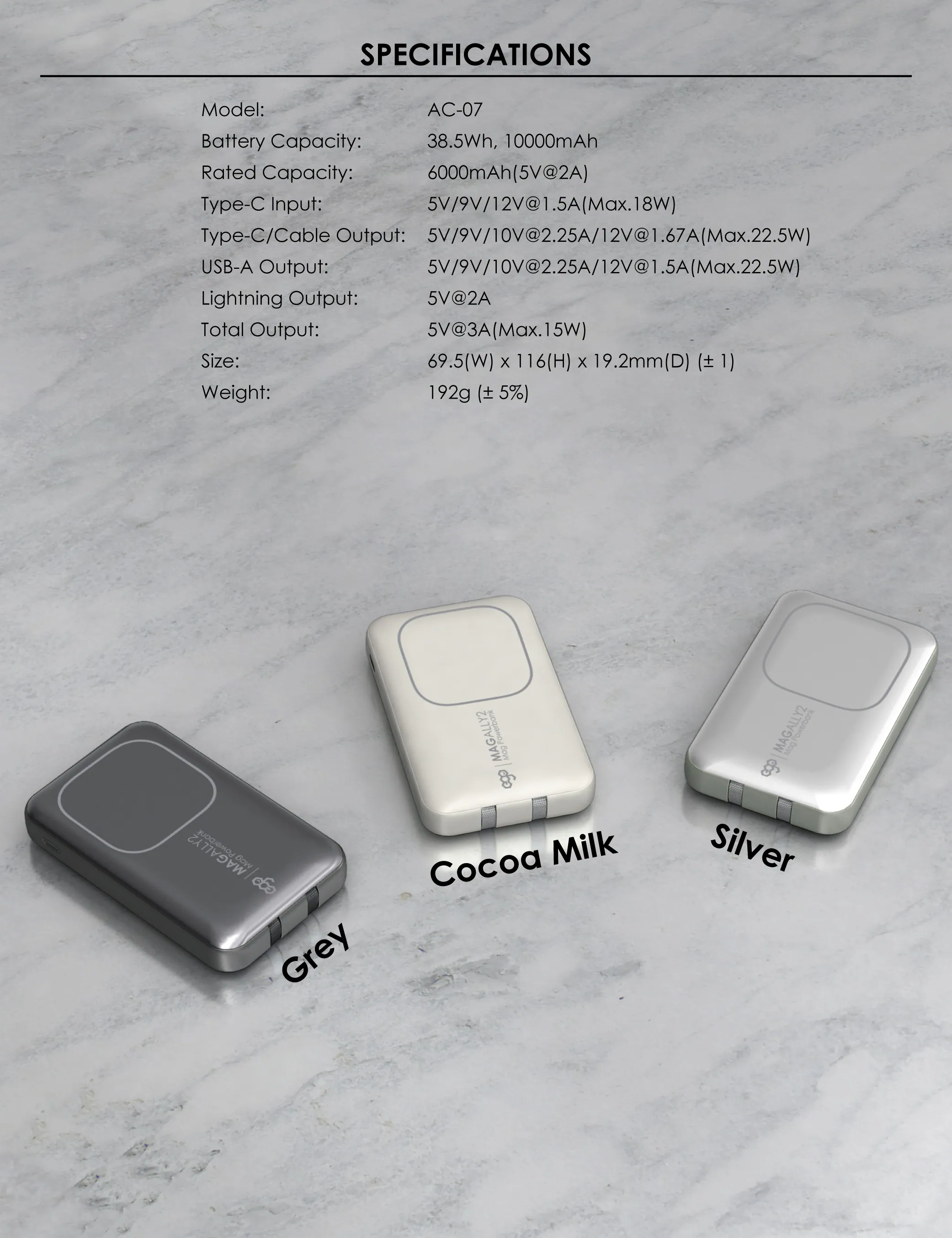 香港行貨 EGO MagAlly2 @10000mAh 內置線外置電 3C可追溯二維碼版 AC-07