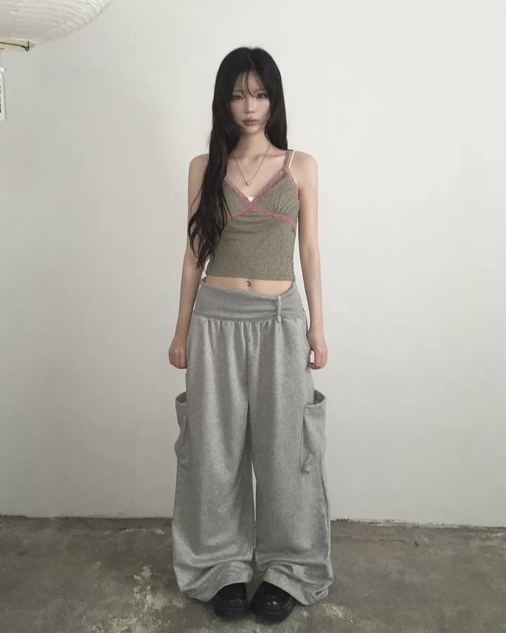 Folded Waist Wide Leg Cargos