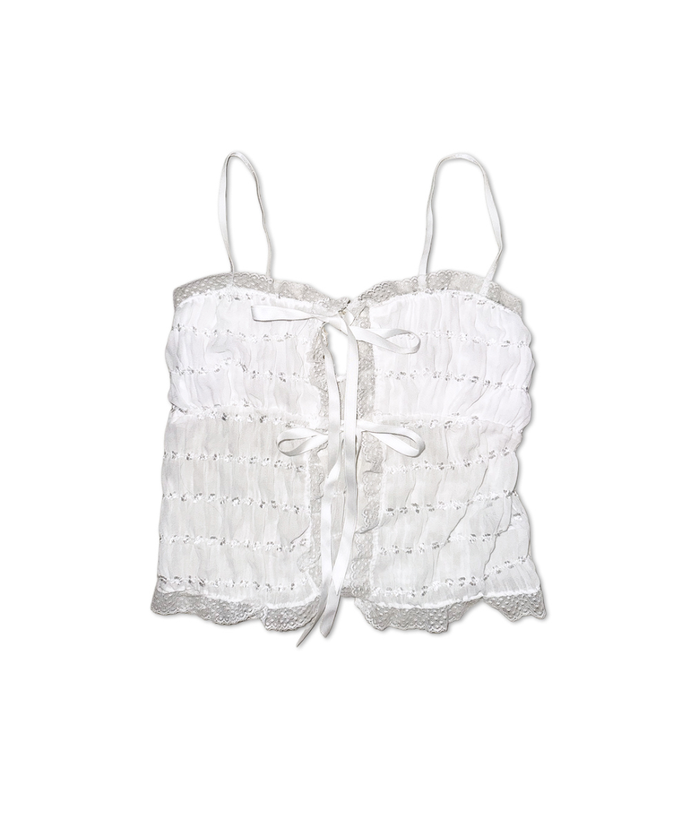 Ribbon Lace Mesh Sleeveless Top