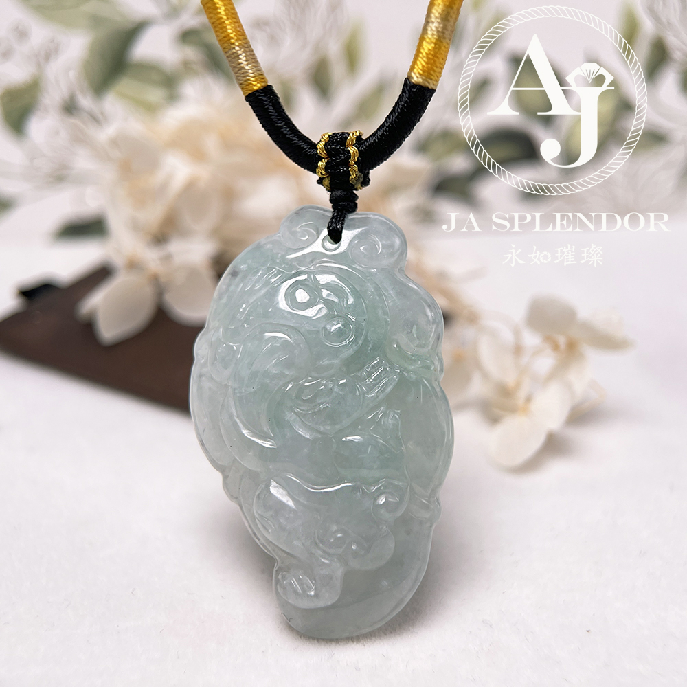 JN-1538 天然翡翠A玉 冰糯晴綠招財鎮宅貔貅挂件