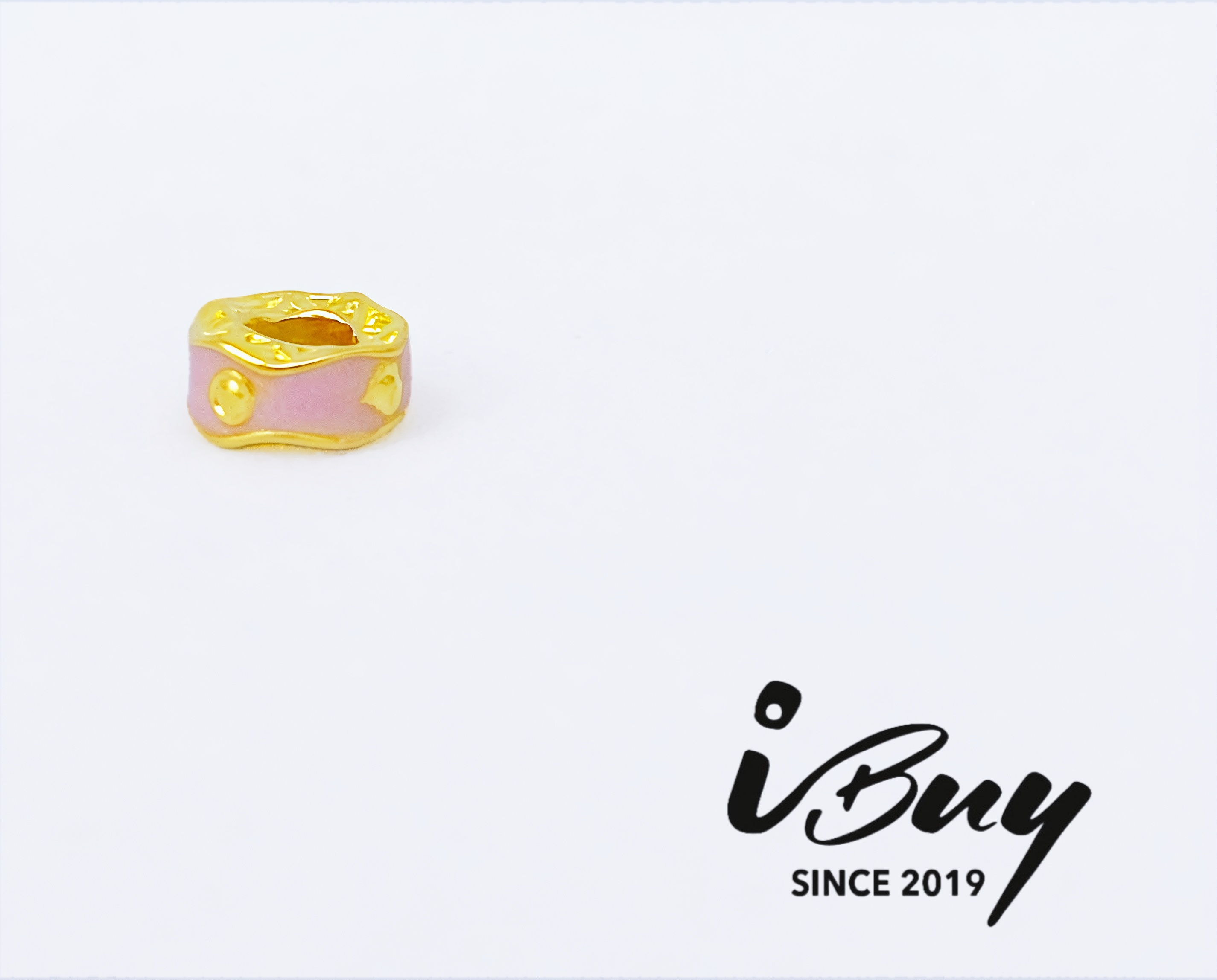 999 GOLD ENAMEL GOLD SPACER BEAD - LIGHT PURPLE 999 金 珐琅足金隔片 - 浅紫色
