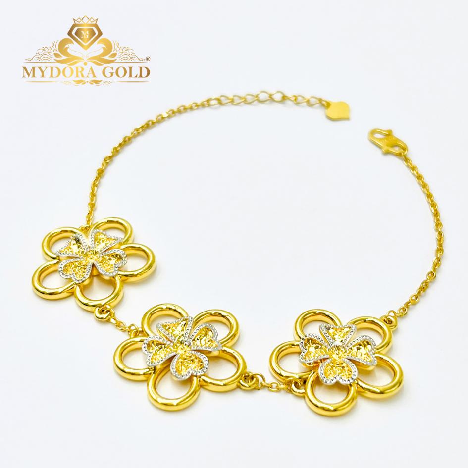 MYDORA Rantai Tangan Fesyen Daisy Lucky Leaf l EMAS 916/22K