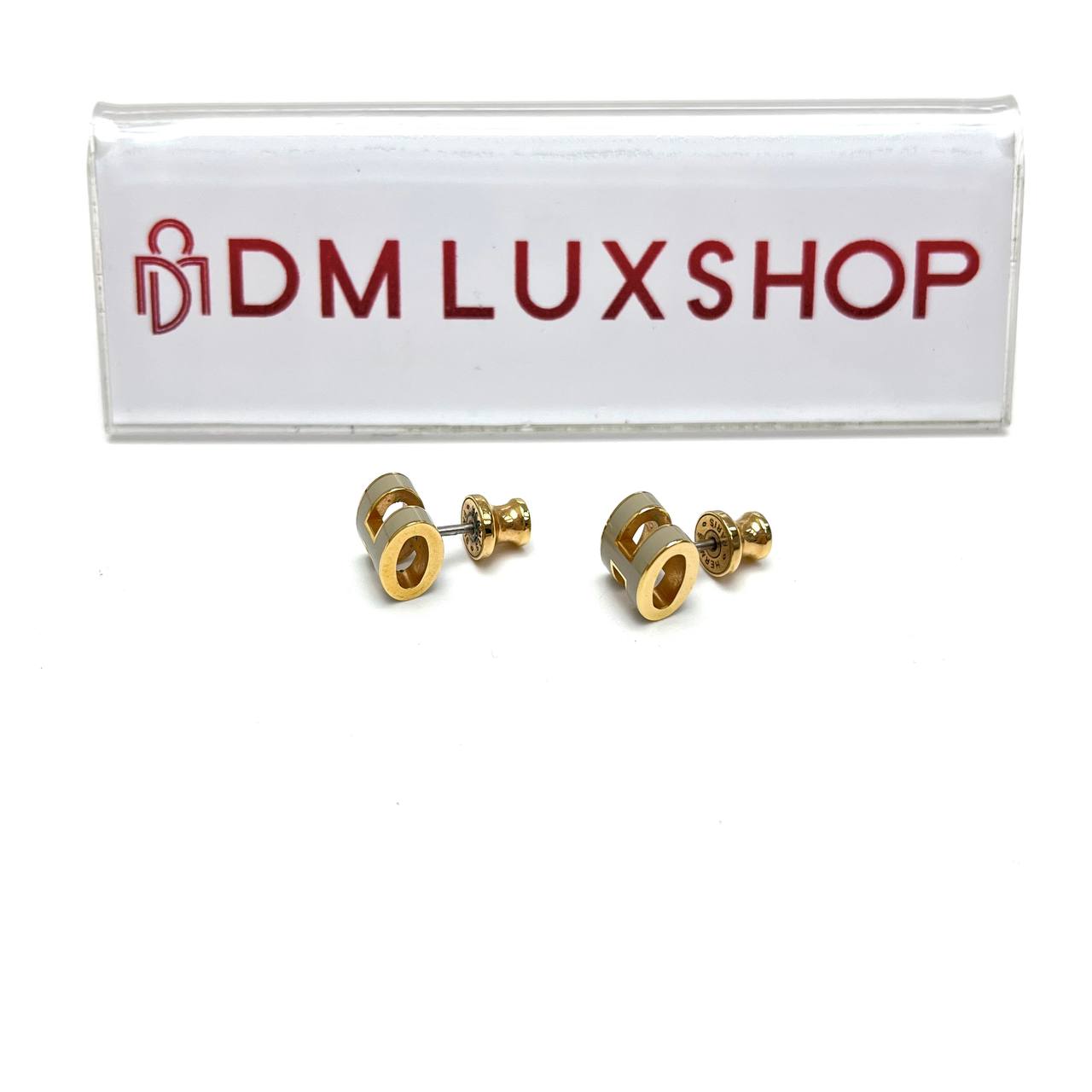 Hermes Pop H Earrings Grey GHW