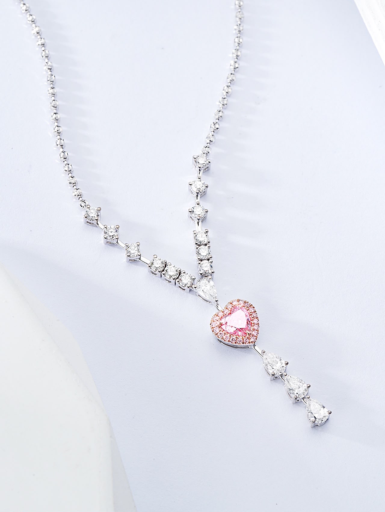 Heart shaped diamond cut pendant and necklace 