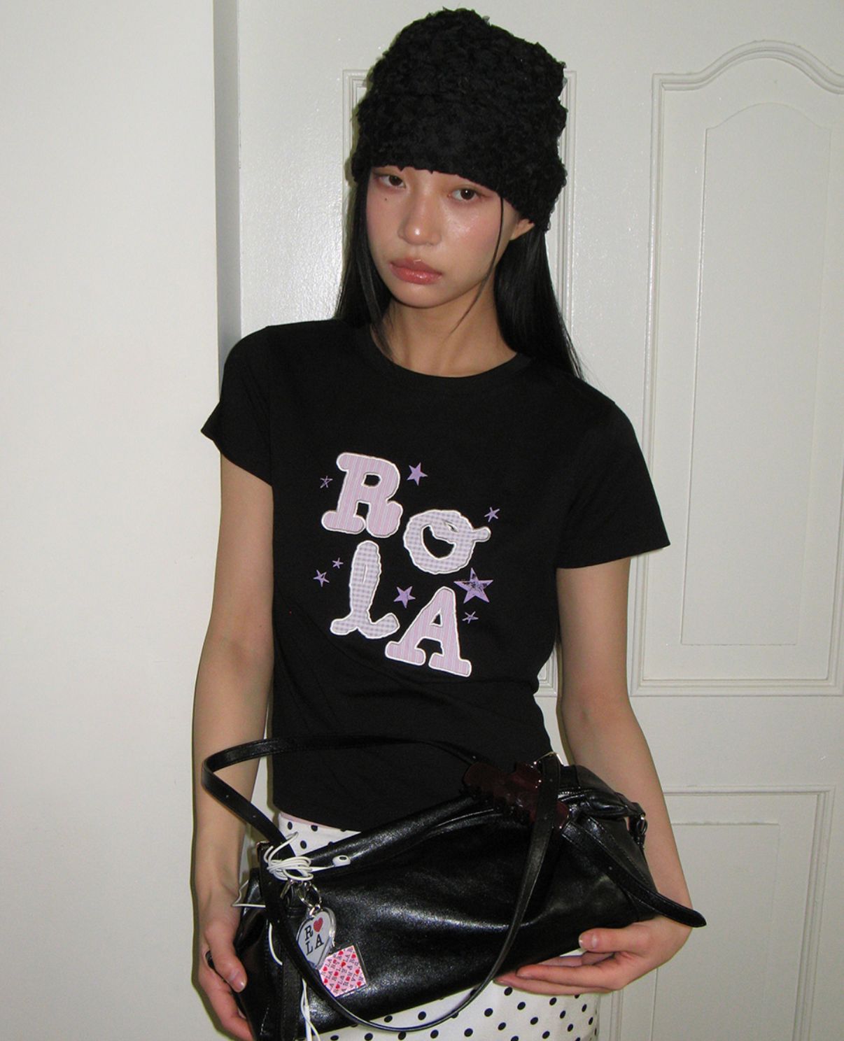 🎀Rolarola 🎀26新款 ROLA LETTERING PATCHWORK T-SHIRT 張元英同款 獨家折扣優惠 size: s/m Black /white /花灰 28/3截單