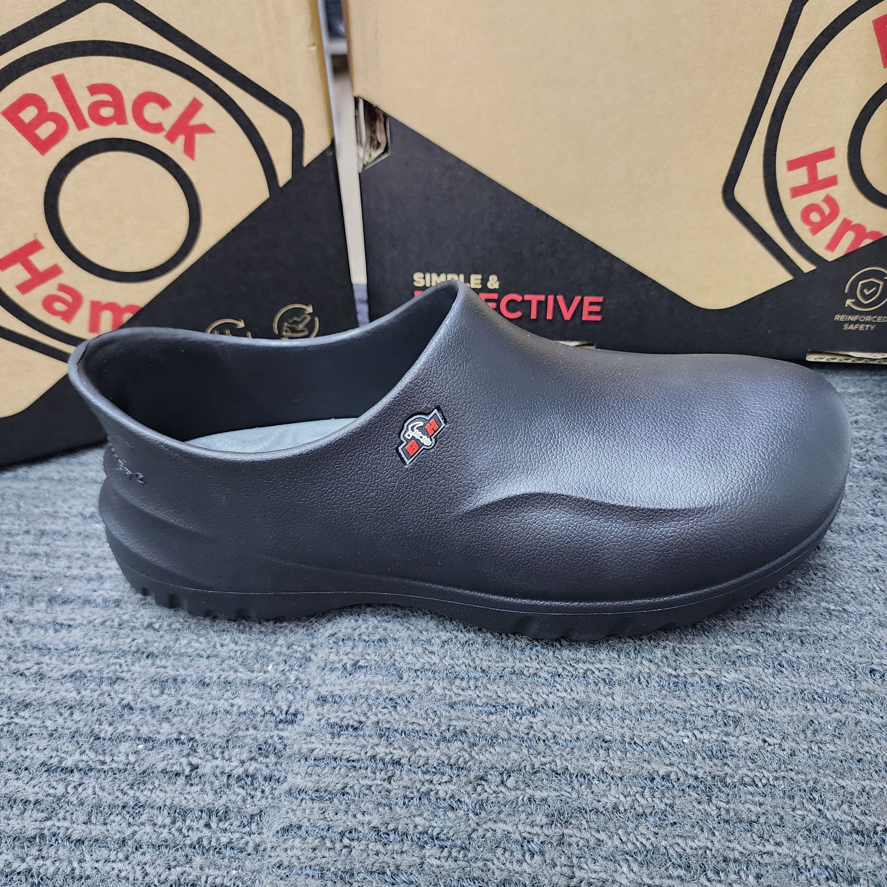 Black Hammer Black Safety Clogs BHC S077 OR S077T BESI  For Kitchen Lab 077 Kitchen Dapur Waterpoof Laboratorium Flat Shoes Kasut Keselamatan