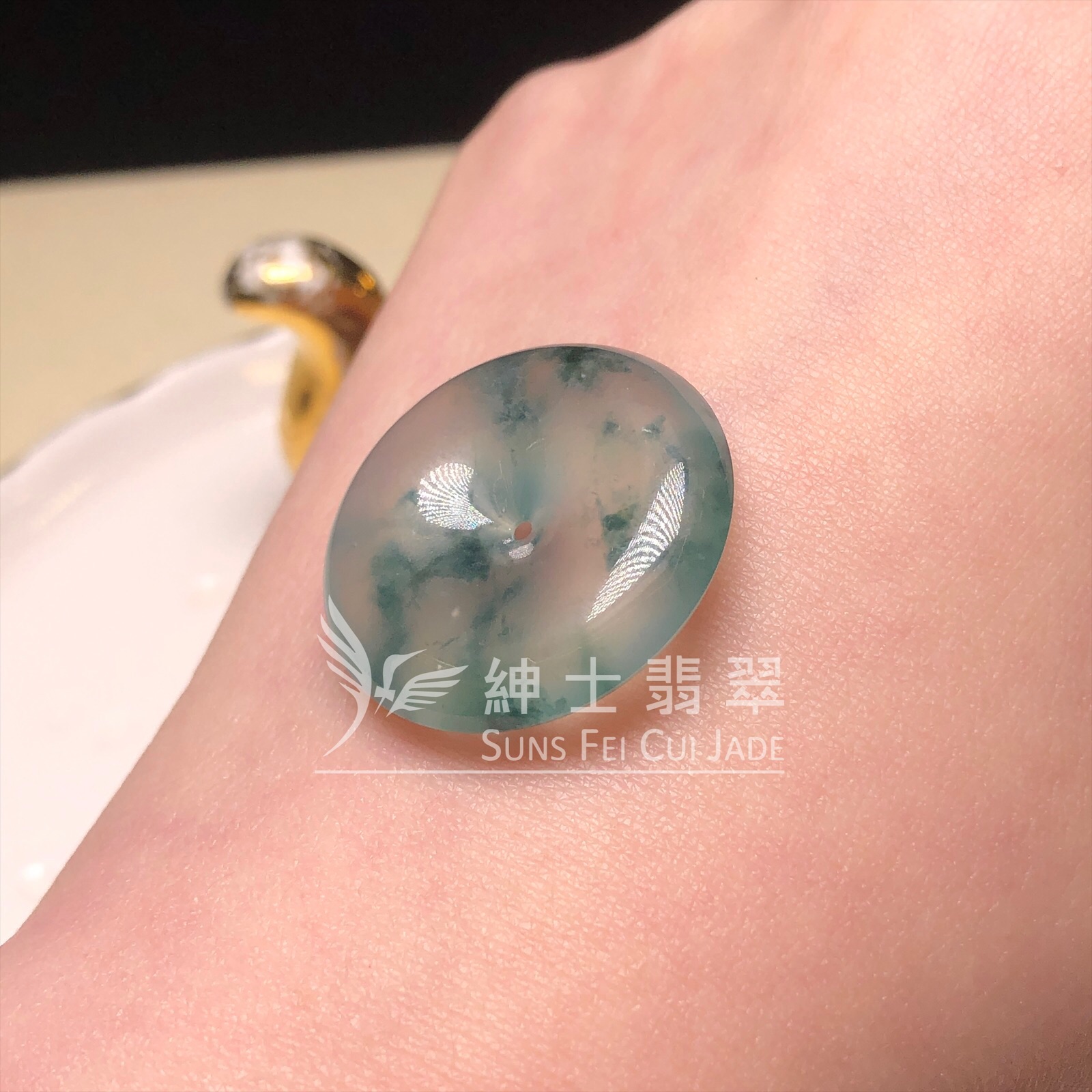 B08571 玻璃種飄花平安扣