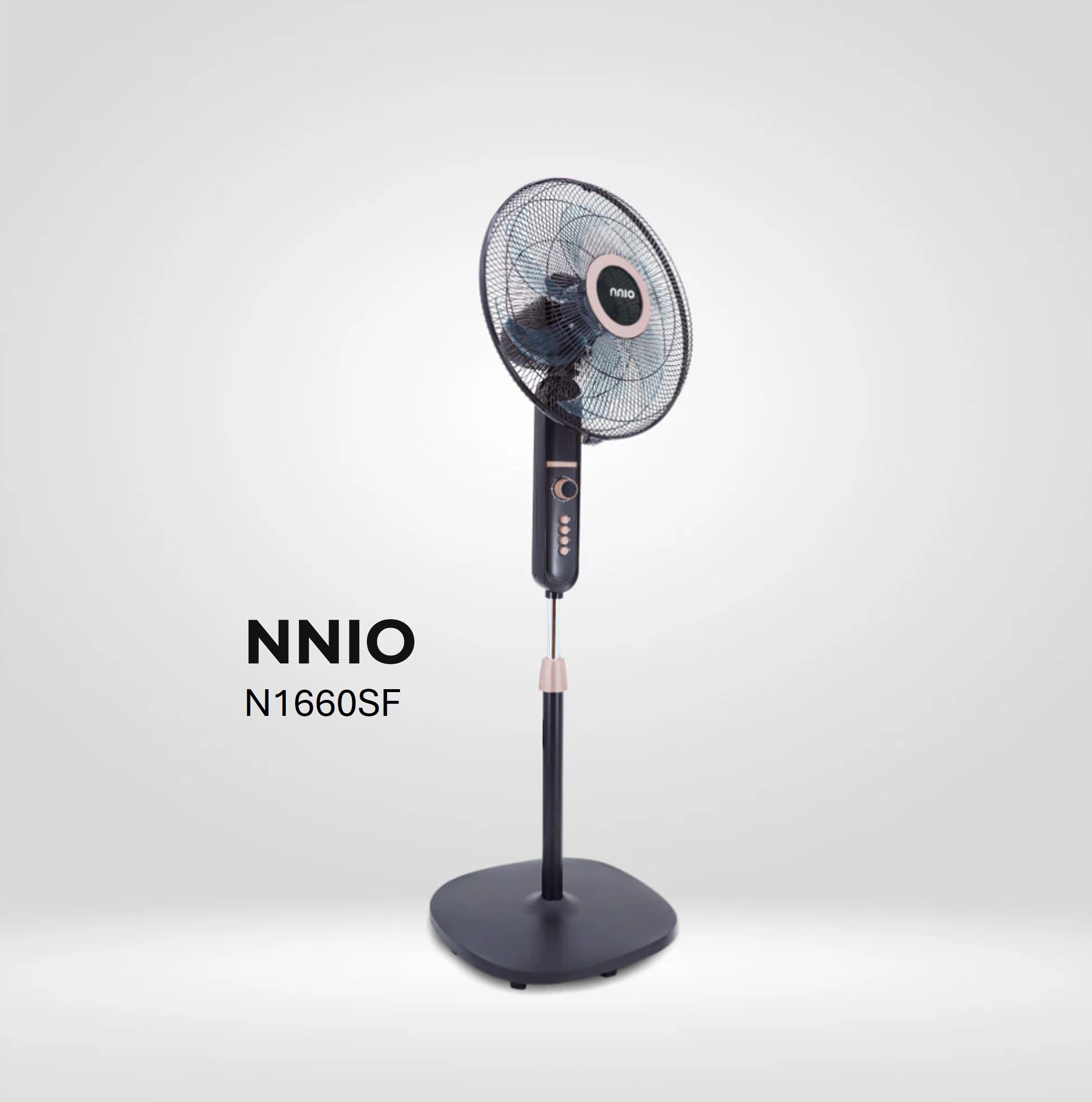 16" AC Motor Stand Fan (Black & Rose Gold), 3 Speed, 60W (N1660SF)