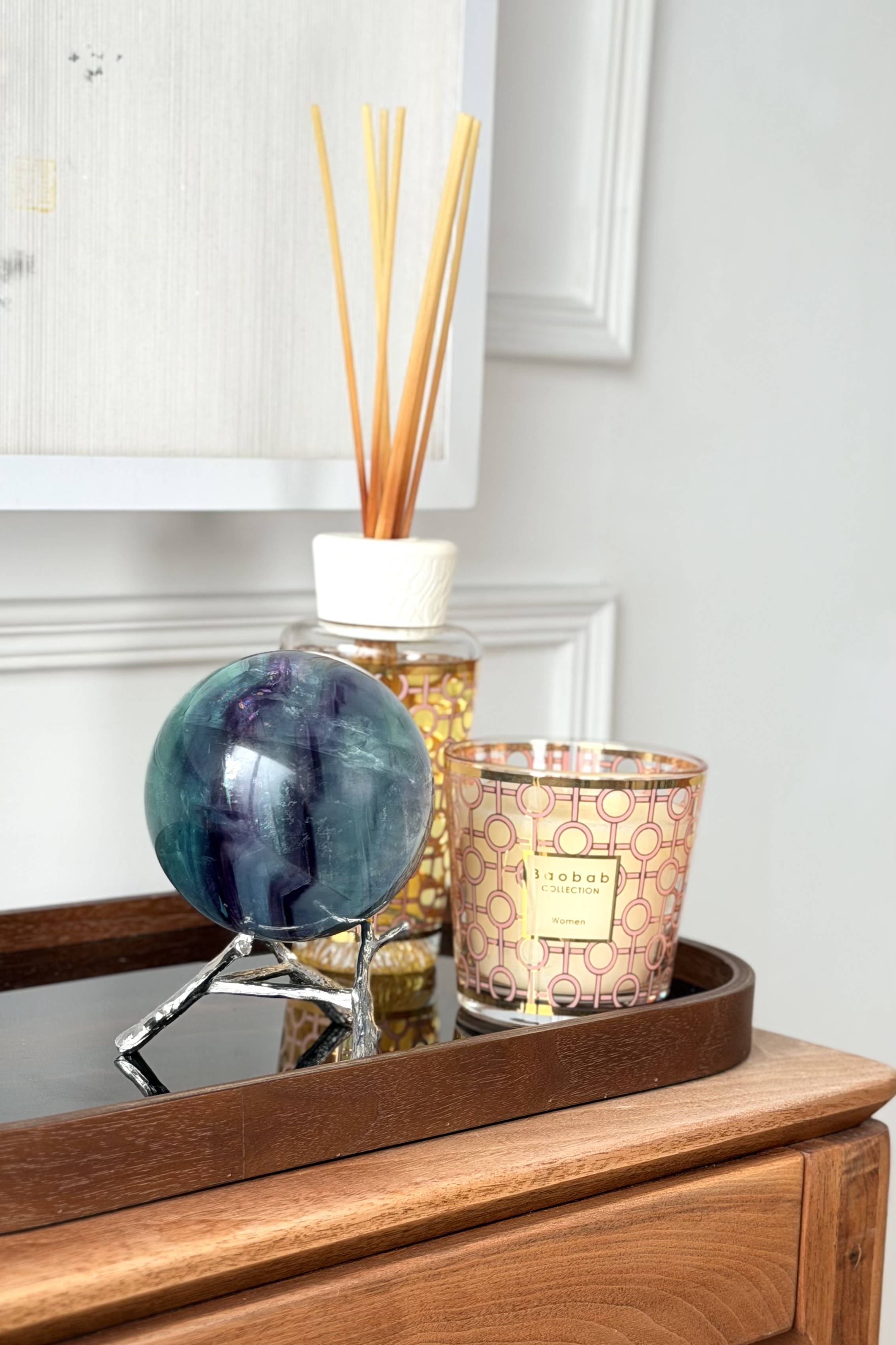 ༒1.3Kg+ 9cm紫藍綠千層紋螢石球༒    A30HFN7G1Mtm-RA27*6TF