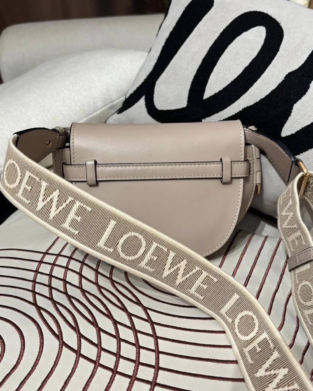 Loewe Mini Gate Calfskin Sand 100%Authentic, 98%New ✅Dust bag