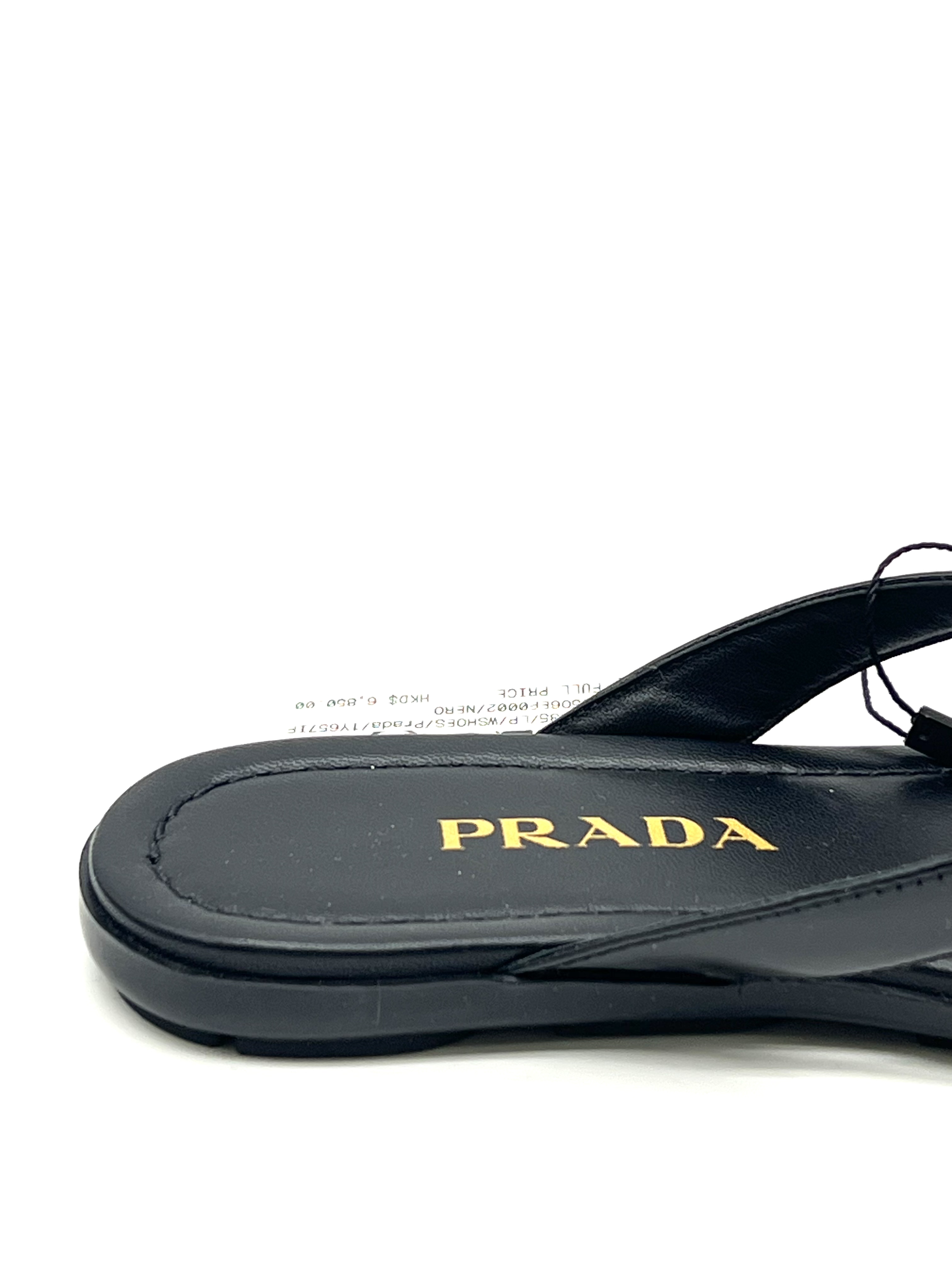 Unused Item PRADA Black Patent Leather Thong Espadrille Sandals / Product Code: 26051015