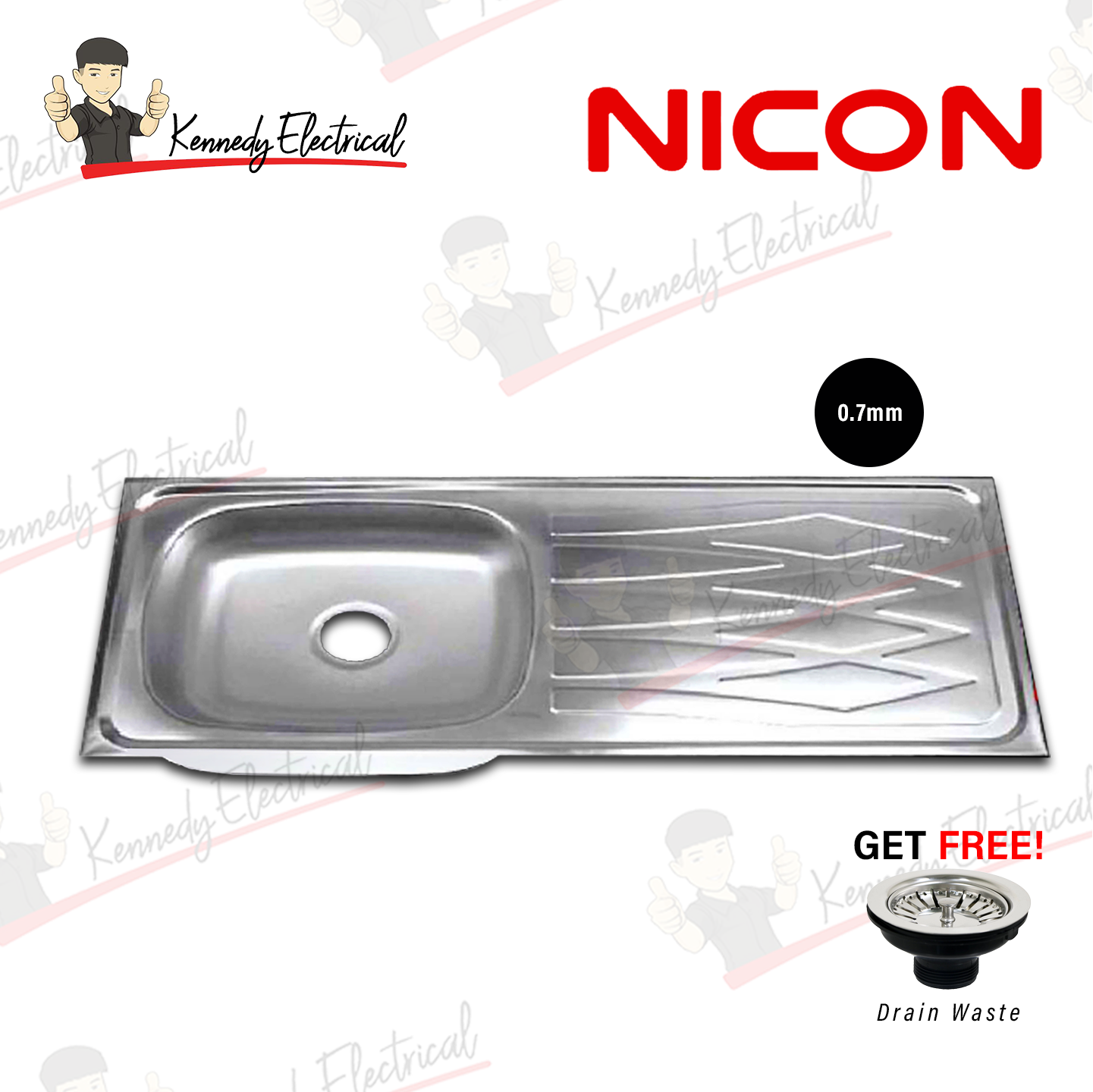 Nicon 1B1D Stainless Steel Kitchen Sink (10646#) W71A