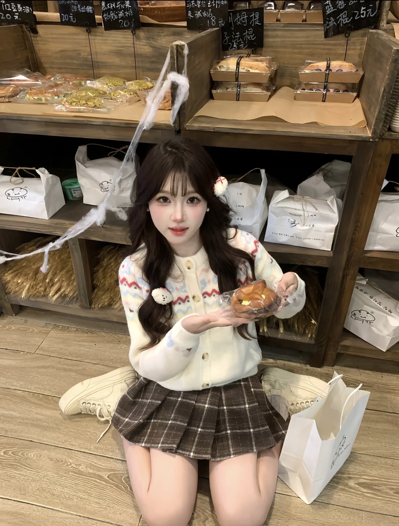 SK203 复古格子百褶短裙