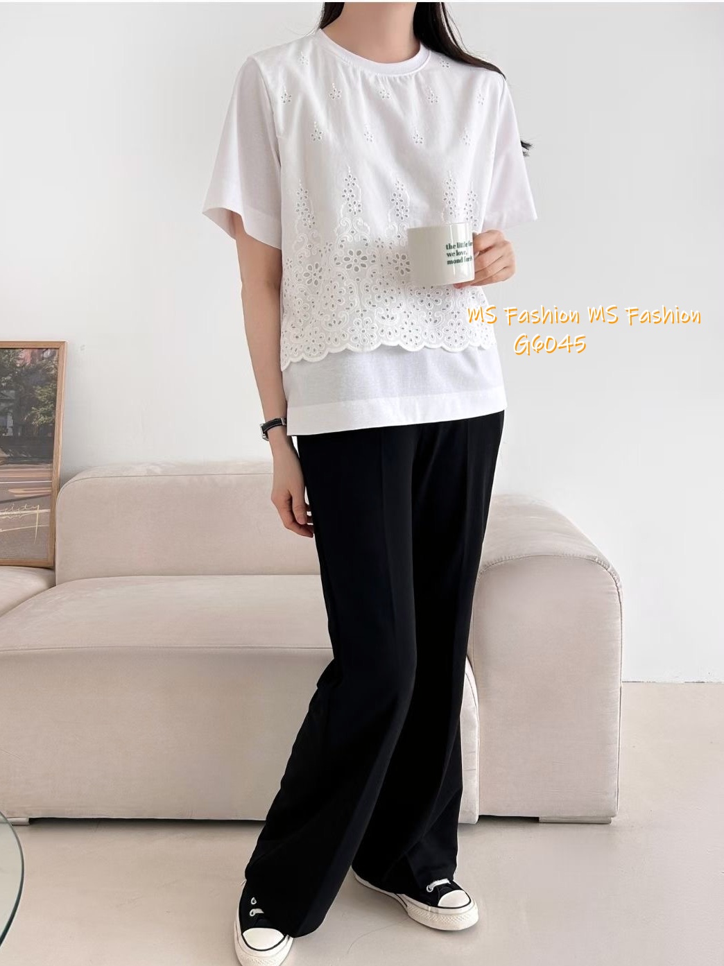 G6045 韓國🇰🇷通花拼布top