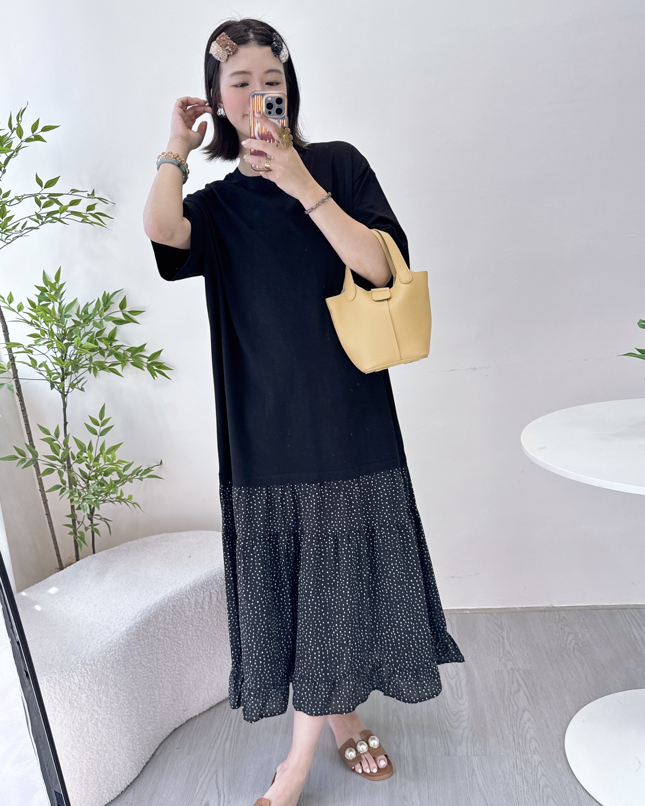 超美拼接碎花連身長裙 2色