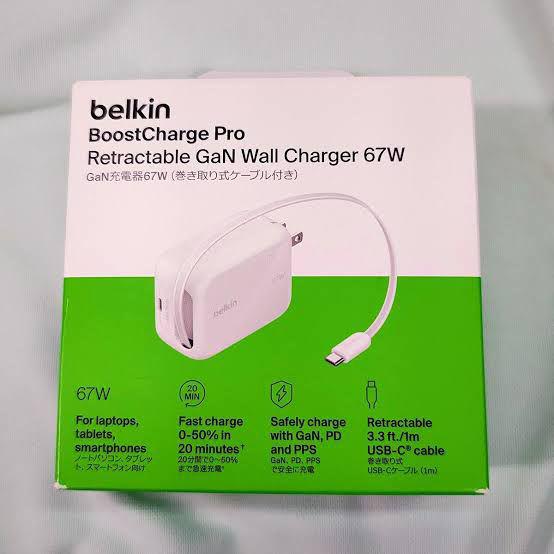 $ 198件。Belkin Retractable GaN Wall Charger 67W (可伸縮 GaN 壁式充電器 67W) SKU: WCH022myWH