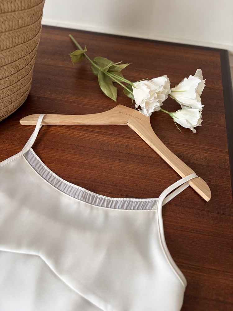 Silky Shirred Trim Camisole (Ivory)